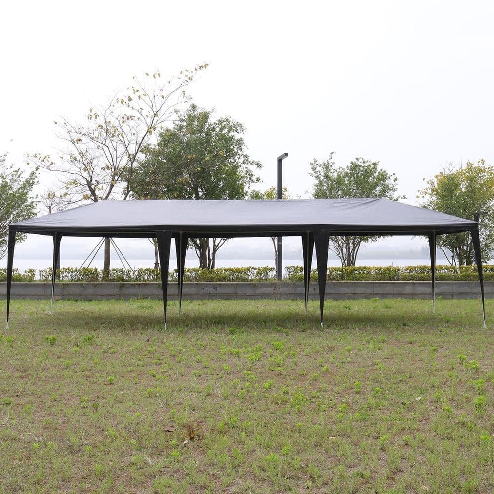 image-10'x30' Outdoor Party Tent with 8 Removable Sidewalls, Waterproof Canopy Patio Wedding Gazebo, Black