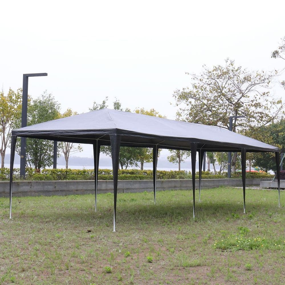 image-10'x30' Outdoor Party Tent with 8 Removable Sidewalls, Waterproof Canopy Patio Wedding Gazebo, Black