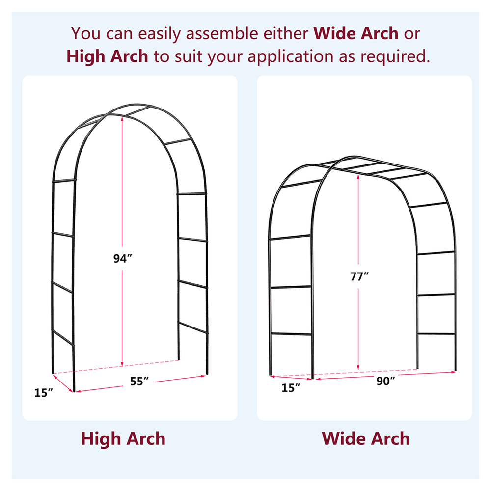 image-7'8" H x 4'5" W Metal Garden Arch Trellis,Adjustable Arbor Trellis for Garden Climbing Plants Support
