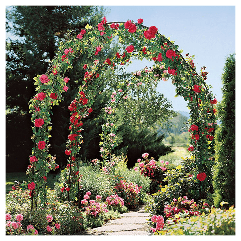 image-7'8" H x 4'5" W Metal Garden Arch Trellis,Adjustable Arbor Trellis for Garden Climbing Plants Support