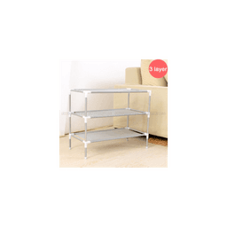 image-Simple Assembly 3 Tiers Non-woven Fabric Shoe Rack Gray