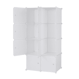 image-8 Cube Organizer Stackable Plastic Cube Storage Shelves Design Multifunctional Modular Closet Cabinet with Hanging Rod White