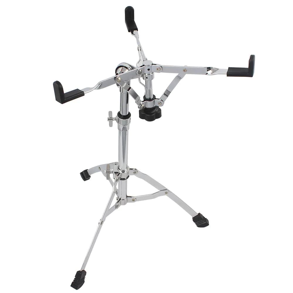 image-Chrome Plated Dumb Snare Drum Stand Tripod Silver