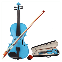 image-4/4 Acoustic Violin Case Bow Rosin Sky Blue