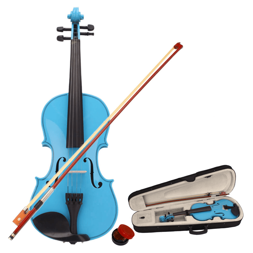 image-4/4 Acoustic Violin Case Bow Rosin Sky Blue