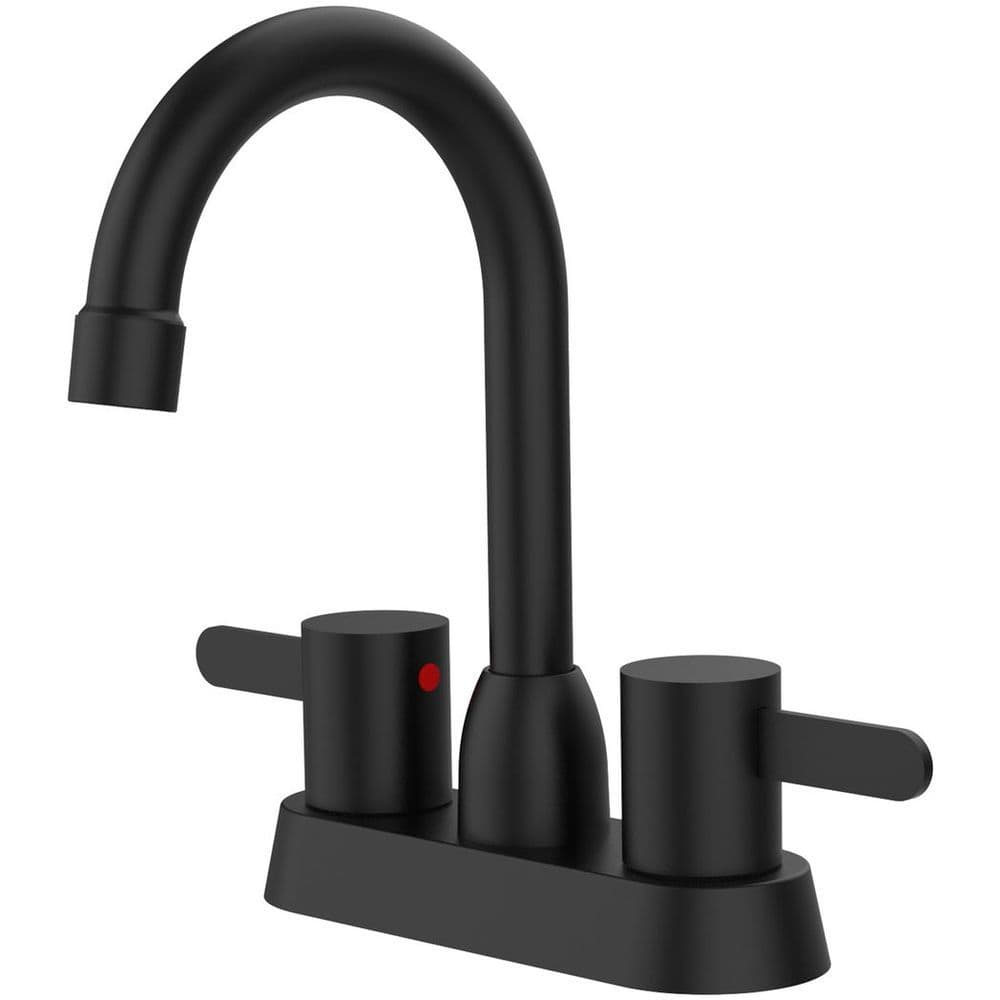 image-2 Handles Bathroom Sink Faucet, Matt Black Centerset RV Bathroom Faucets for 3 Hole