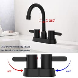 image-2 Handles Bathroom Sink Faucet, Matt Black Centerset RV Bathroom Faucets for 3 Hole