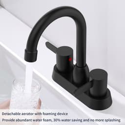 image-2 Handles Bathroom Sink Faucet, Matt Black Centerset RV Bathroom Faucets for 3 Hole