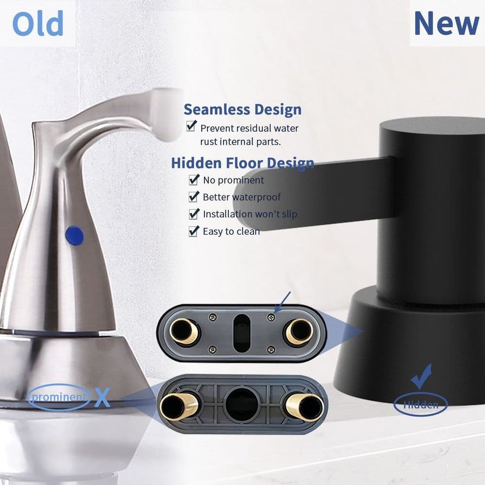 image-2 Handles Bathroom Sink Faucet, Matt Black Centerset RV Bathroom Faucets for 3 Hole