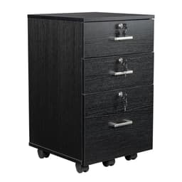 image-FCH Black Wood Grain Density Board Three Drawers Wooden Filing Cabinet