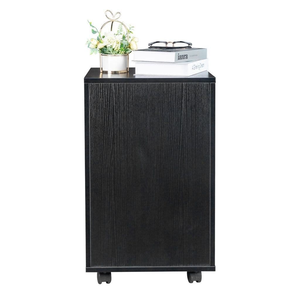 image-FCH Black Wood Grain Density Board Three Drawers Wooden Filing Cabinet
