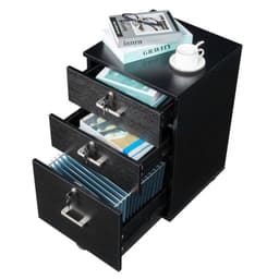 image-FCH Black Wood Grain Density Board Three Drawers Wooden Filing Cabinet