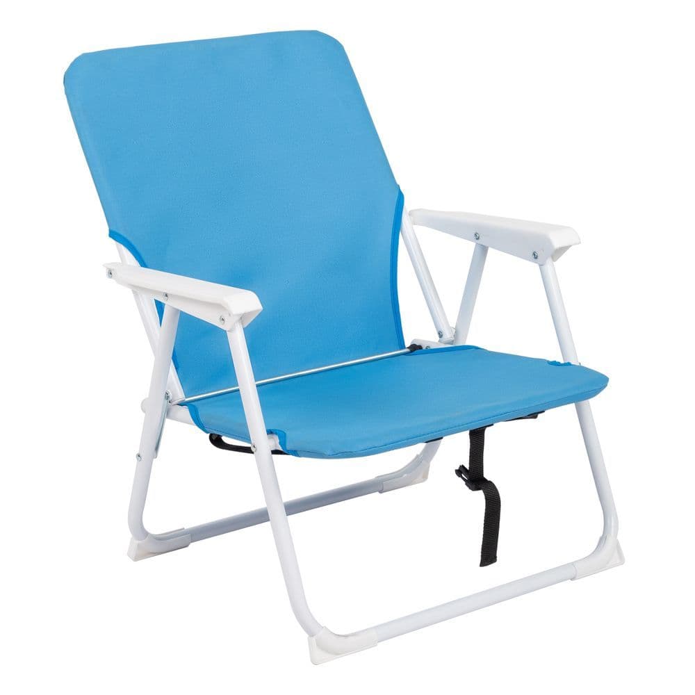 image-56*60*63cm Load-Bearing 100kg Blue Oxford Cloth White Iron Frame Beach Chair