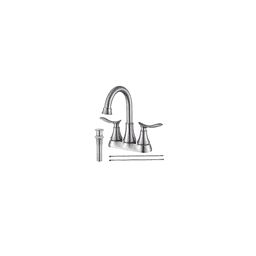 image-2-Handle 4-Inch Brushed Nickel Bathroom Faucet, Bathroom Vanity Sink Faucets with Pop-up Drain and Supply Hoses