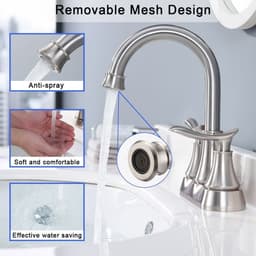 image-2-Handle 4-Inch Brushed Nickel Bathroom Faucet, Bathroom Vanity Sink Faucets with Pop-up Drain and Supply Hoses