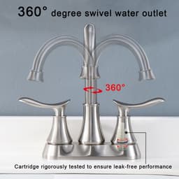 image-2-Handle 4-Inch Brushed Nickel Bathroom Faucet, Bathroom Vanity Sink Faucets with Pop-up Drain and Supply Hoses