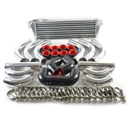 image-Universal 12 pcs 2.5' Black Coupler+ Chrome Piping+Intercooler Kit+T-Bolt Clamps Silver