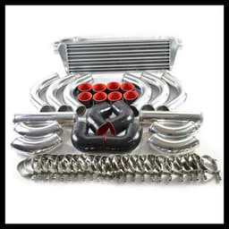 image-Universal 12 pcs 2.5' Black Coupler+ Chrome Piping+Intercooler Kit+T-Bolt Clamps Silver