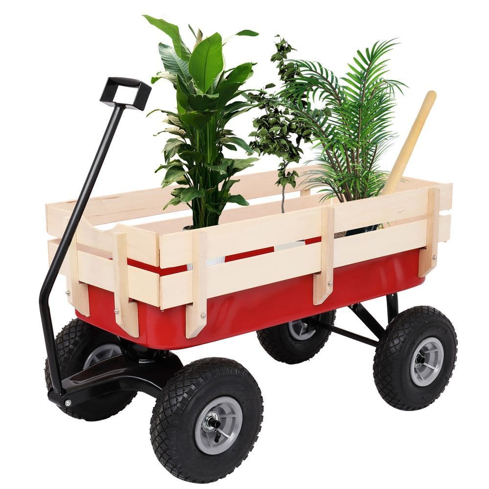 image-97x43x78cm Garden Iron Wood Four Wheel Garden Wagon