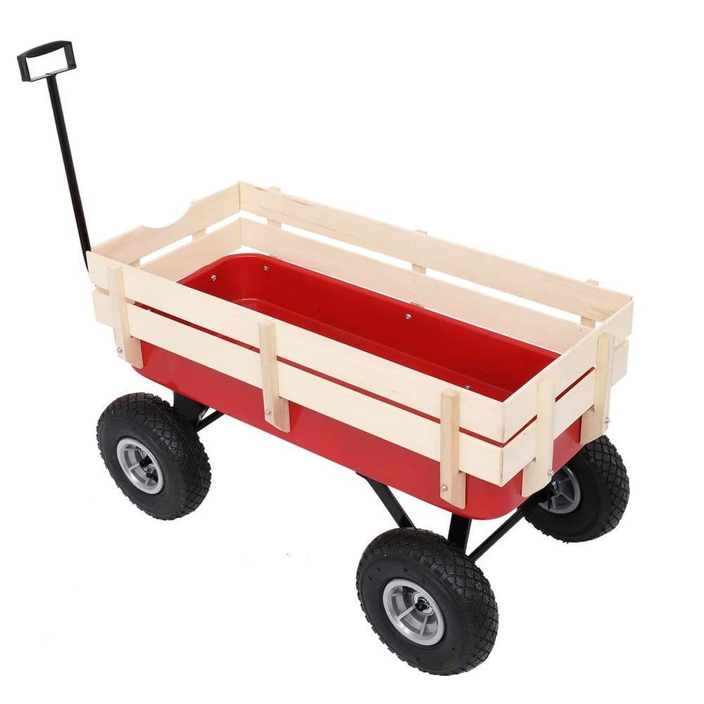 image-97x43x78cm Garden Iron Wood Four Wheel Garden Wagon