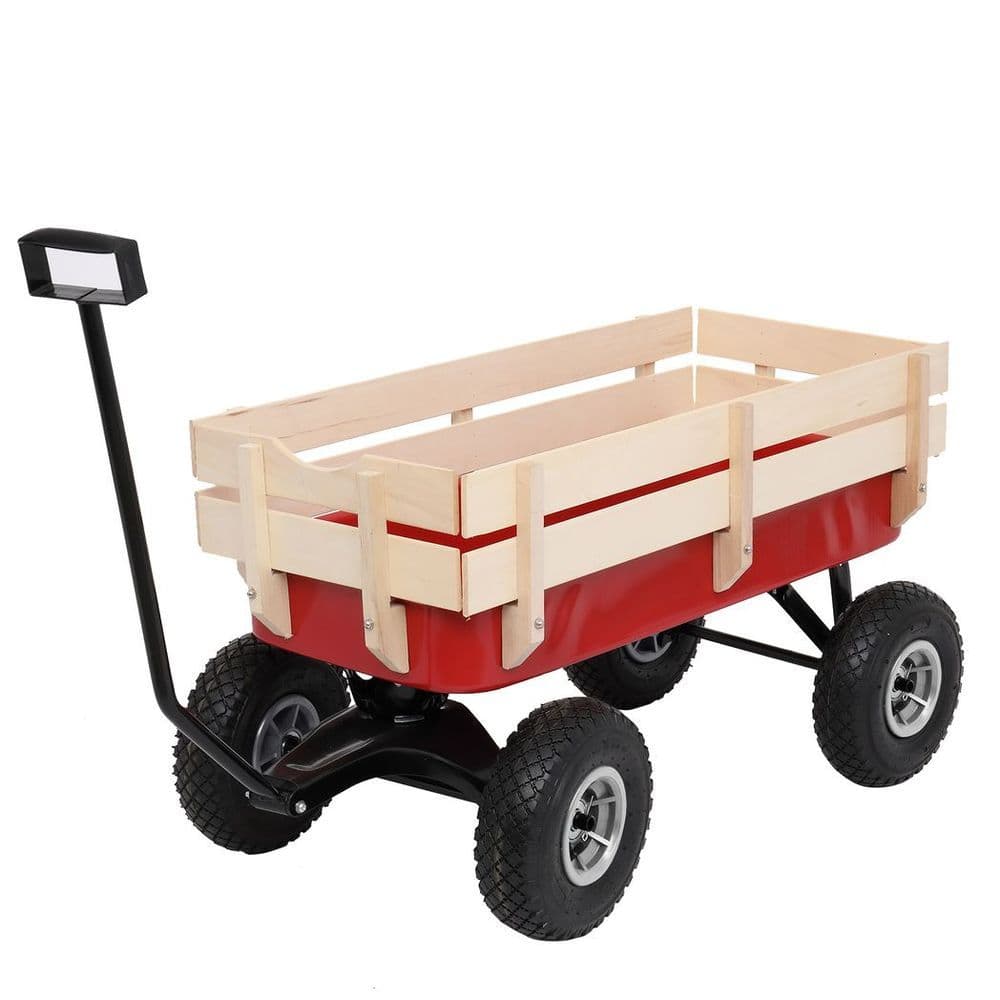 image-97x43x78cm Garden Iron Wood Four Wheel Garden Wagon