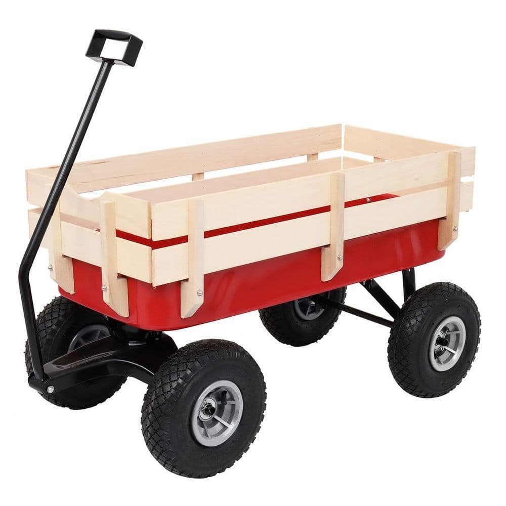 image-97x43x78cm Garden Iron Wood Four Wheel Garden Wagon