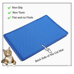 image-Cat Litter Mat, Kitty Litter Trapping Mat, Double Layer Mats with MiLi Shape Scratching design, Urine Waterproof, Easy Clean, Scatter Control 21" x 14" Blue(same as JYD-GT-MSD-BLUE)
