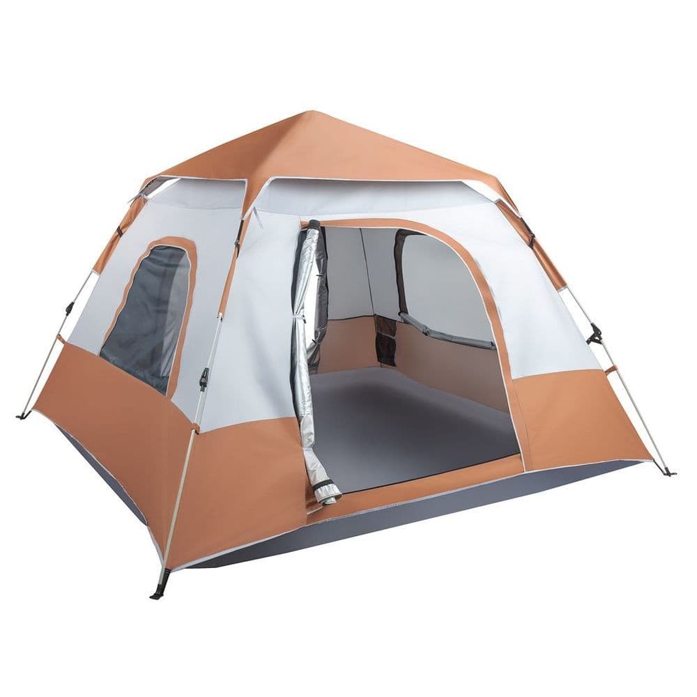 image-240*240*150cm Spring Quick Opening Four-Person Family Tent Camping Tent Brown