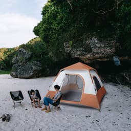 image-240*240*150cm Spring Quick Opening Four-Person Family Tent Camping Tent Brown