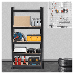 image-150 x 75 x 30cm 5 Tiers Powder Coated Storage Rack Black