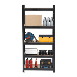 image-150 x 75 x 30cm 5 Tiers Powder Coated Storage Rack Black