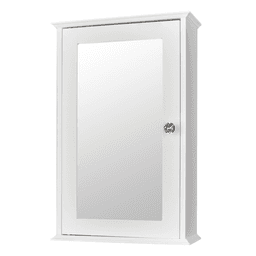 image-Single Door Mirror Indoor Bathroom Wall Mounted Cabinet Shelf White