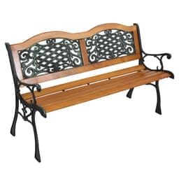 image-49" Garden Bench Outdoor Patio Park Chair Furniture Hardwood Slats Cast Iron Frame