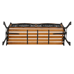 image-49" Garden Bench Outdoor Patio Park Chair Furniture Hardwood Slats Cast Iron Frame