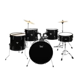 image-Glarry Full Size Adult Drum Set 5-Piece Black with Bass Drum, two Tom Drum, Snare Drum, Floor Tom, 16" Ride Cymbal, 14" Hi-hat Cymbals, Stool, Drum Pedal, Sticks