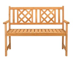 image-118*56.5*90cm Outdoor Garden Fir Grid Back Wooden Bench Burlywood