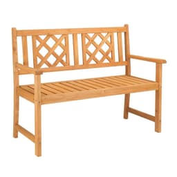 image-118*56.5*90cm Outdoor Garden Fir Grid Back Wooden Bench Burlywood
