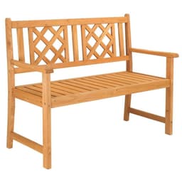 image-118*56.5*90cm Outdoor Garden Fir Grid Back Wooden Bench Burlywood
