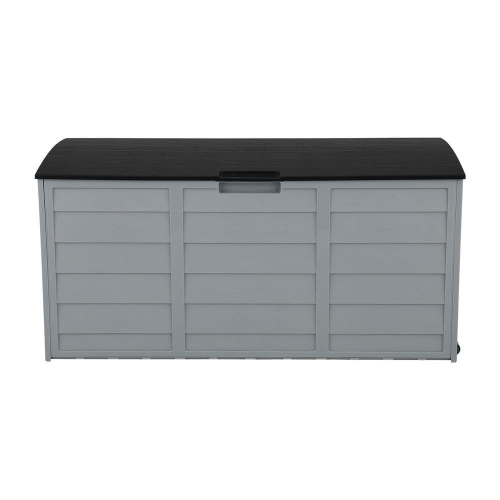 image-75gal 260L Outdoor Garden Plastic Storage Deck Box Chest Tools Cushions Toys Lockable Seat
