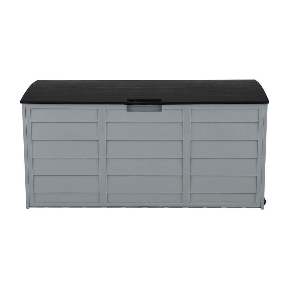 image-75gal 260L Outdoor Garden Plastic Storage Deck Box Chest Tools Cushions Toys Lockable Seat