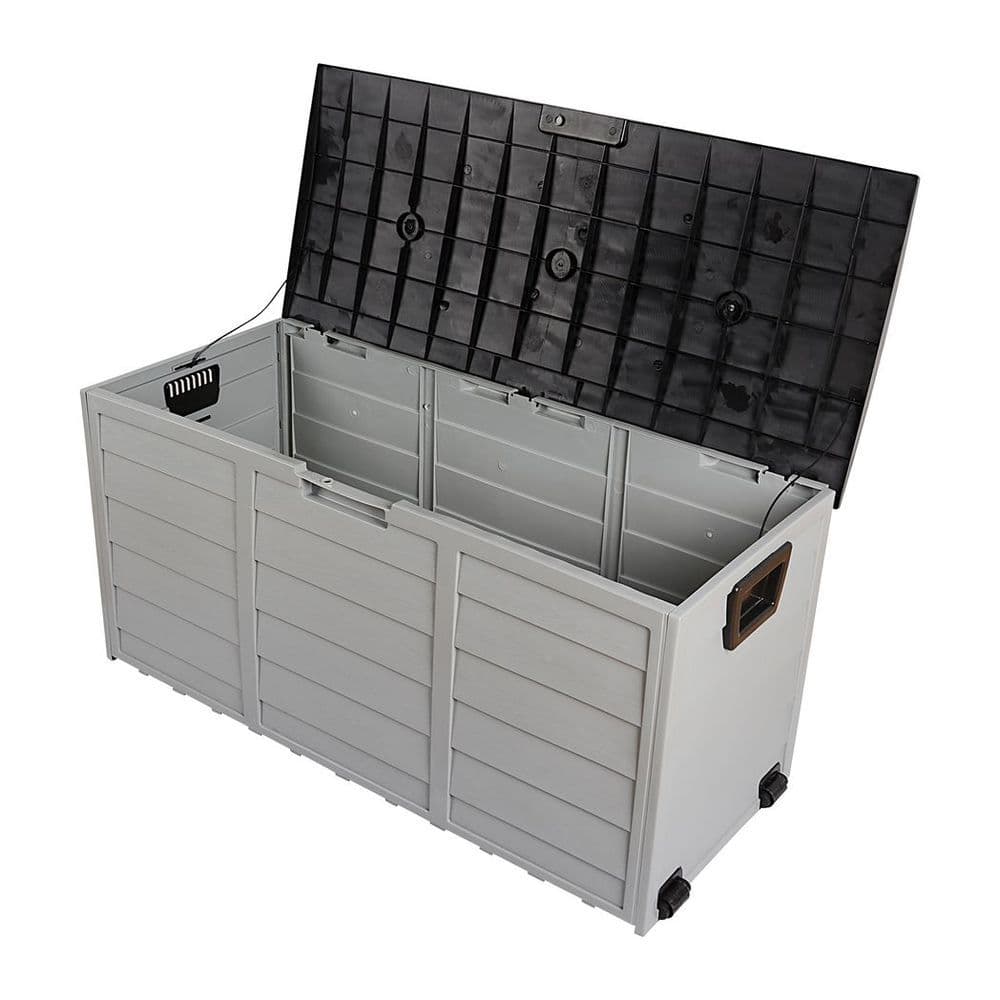 image-75gal 260L Outdoor Garden Plastic Storage Deck Box Chest Tools Cushions Toys Lockable Seat