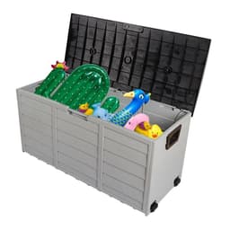 image-75gal 260L Outdoor Garden Plastic Storage Deck Box Chest Tools Cushions Toys Lockable Seat