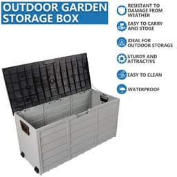 image-75gal 260L Outdoor Garden Plastic Storage Deck Box Chest Tools Cushions Toys Lockable Seat