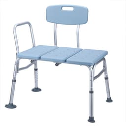 image-Medical Bathroom Safety Shower Tub Aluminium Alloy Bath Chair Transfer Bench with Back & Handle Blue