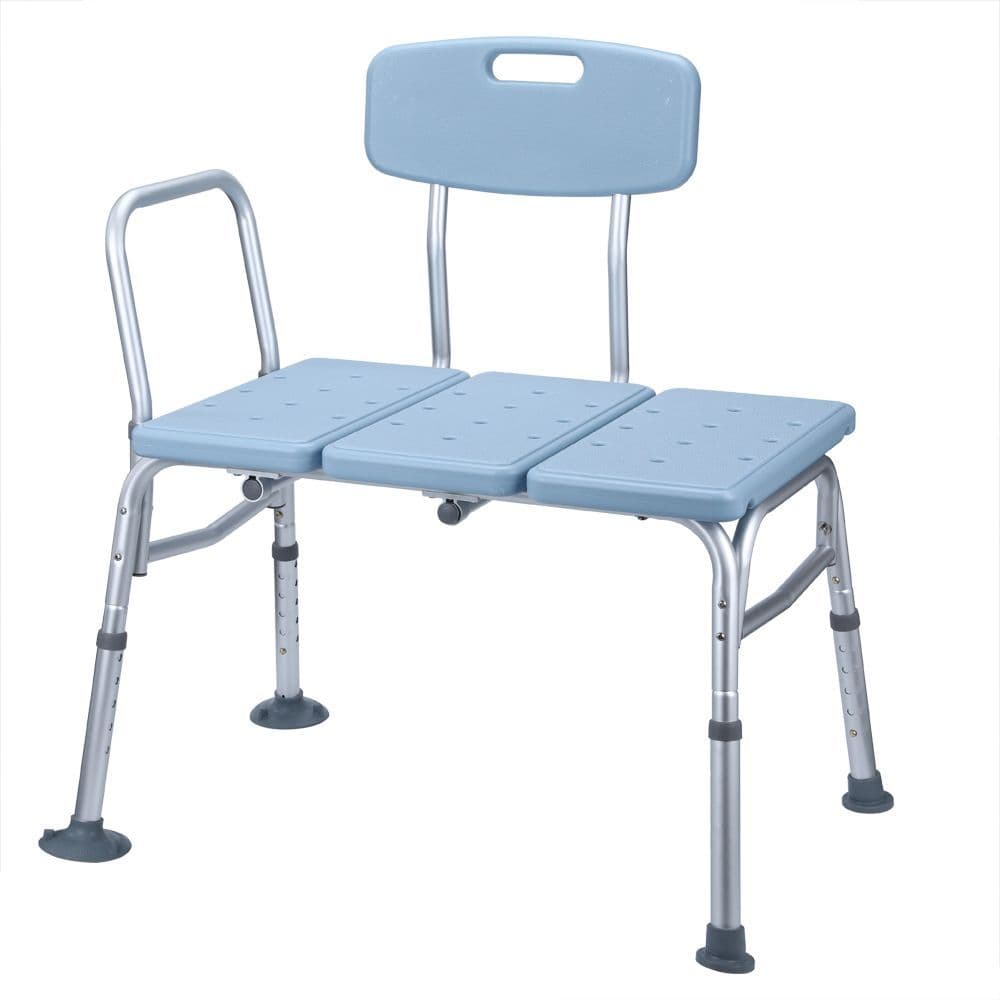 image-Medical Bathroom Safety Shower Tub Aluminium Alloy Bath Chair Transfer Bench with Back & Handle Blue