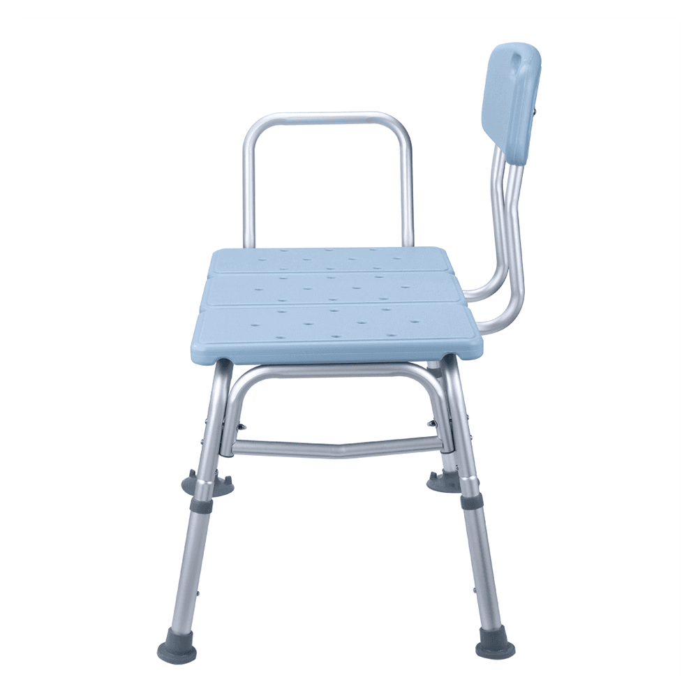 image-Medical Bathroom Safety Shower Tub Aluminium Alloy Bath Chair Transfer Bench with Back & Handle Blue