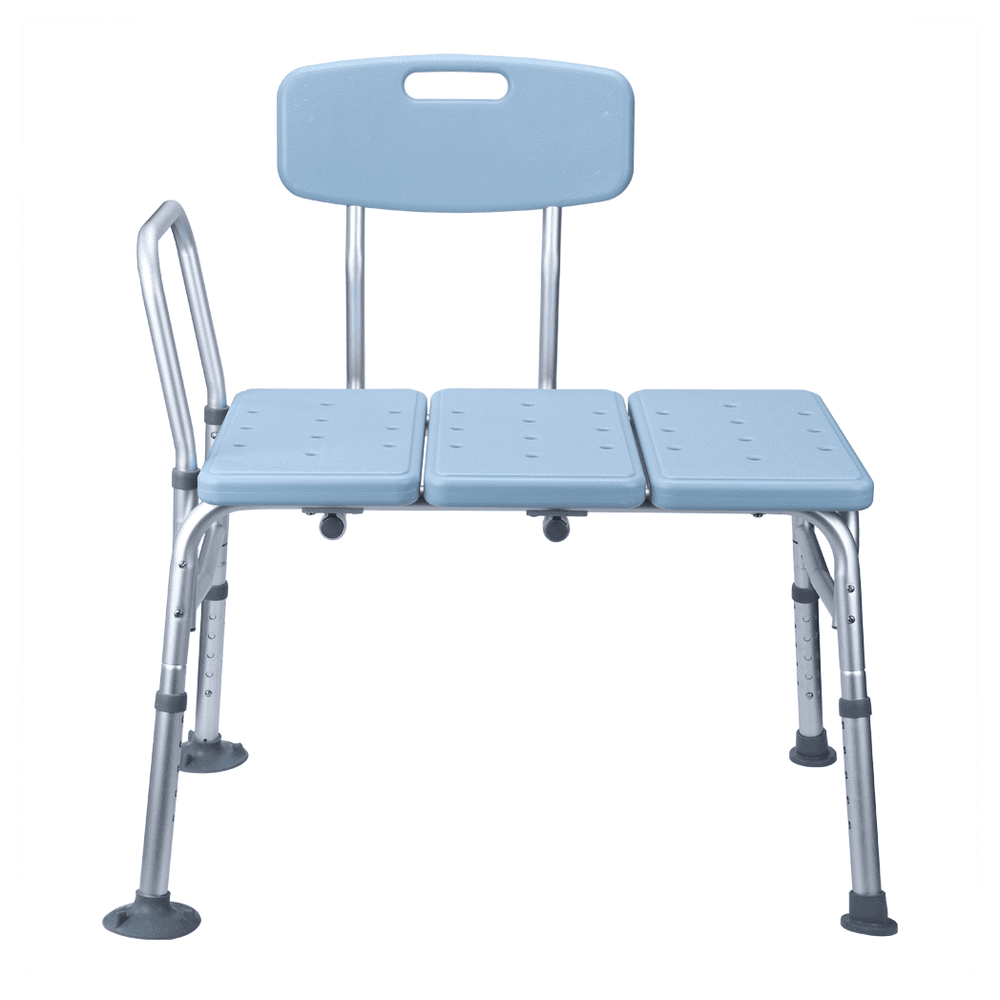 image-Medical Bathroom Safety Shower Tub Aluminium Alloy Bath Chair Transfer Bench with Back & Handle Blue