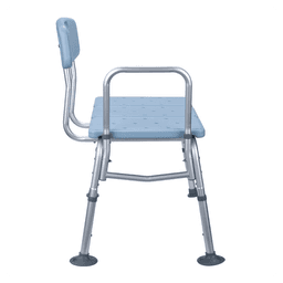 image-Medical Bathroom Safety Shower Tub Aluminium Alloy Bath Chair Transfer Bench with Back & Handle Blue