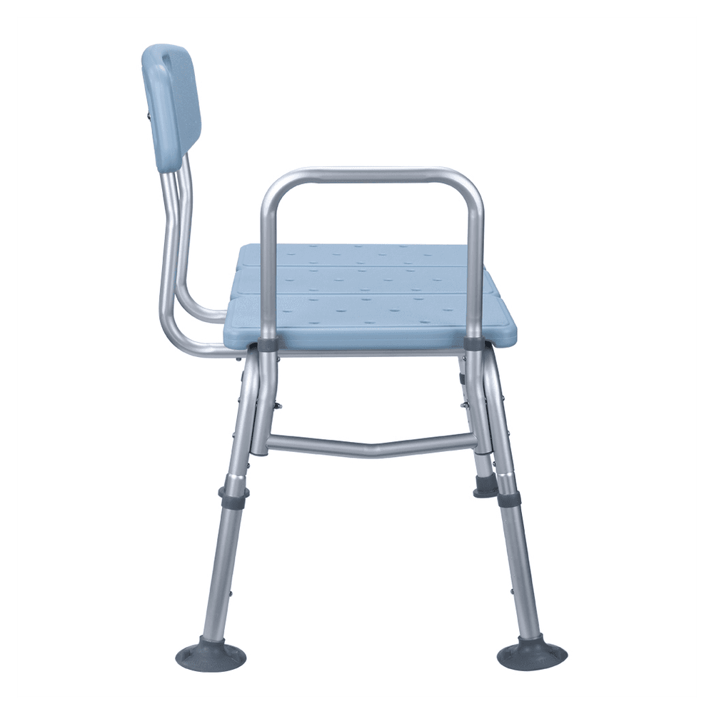 image-Medical Bathroom Safety Shower Tub Aluminium Alloy Bath Chair Transfer Bench with Back & Handle Blue