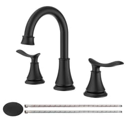 image-2-Handle 8 inch Widespread Bathroom Sink Faucet Matt Black Lavatory Faucet 3 Hole 360° Swivel Spout Vanity Sink Basin Faucets 3007B-MB
